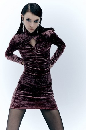 Patrizia Pepe Essential Velvet Dress Nachový | 587-OCWYBP