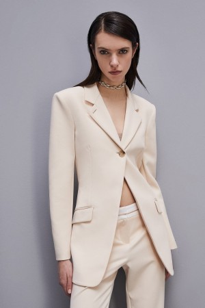 Patrizia Pepe Feminine One-button Jacket Béžové | 187-RKVAMD