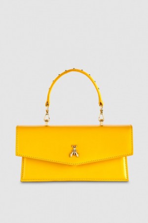 Patrizia Pepe Fly Bamby Leather Shoulder Bag Žlté | 514-XSZKMJ
