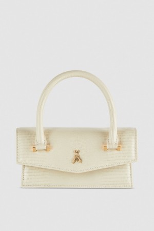 Patrizia Pepe Leather Shoulder Bag With Tejus Print Béžové | 578-BQNMTX