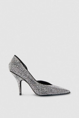 Patrizia Pepe Rhinestone-adorned Suede Pumps Čierne | 897-GVYFRW