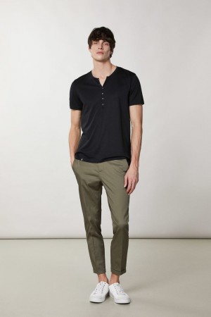 Patrizia Pepe Short-sleeved Henley T-shirt Čierne | 504-OFVRLM