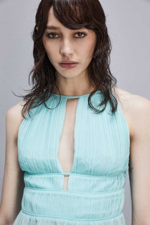 Patrizia Pepe Soft Top With Pleated Effect Svetlo Modre | 047-YZGJMU