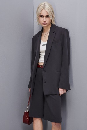 Patrizia Pepe Two-button Over Jacket In Viscose Siva | 850-OAZHBC