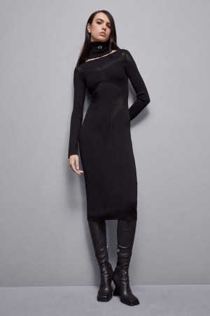 Patrizia Pepe Viscose Blend Midi Dress Čierne | 087-JCIQER